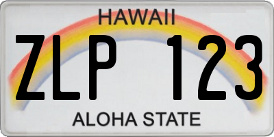 HI license plate ZLP123