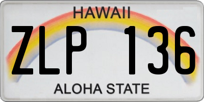HI license plate ZLP136