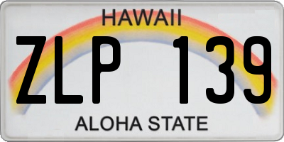 HI license plate ZLP139