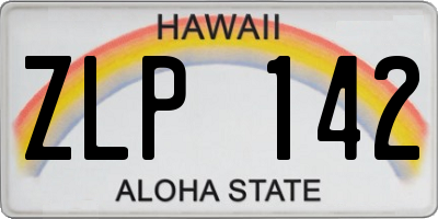 HI license plate ZLP142