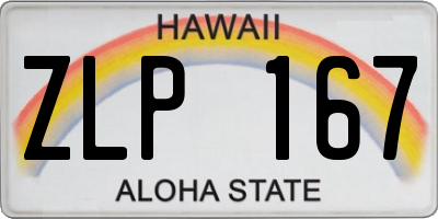 HI license plate ZLP167