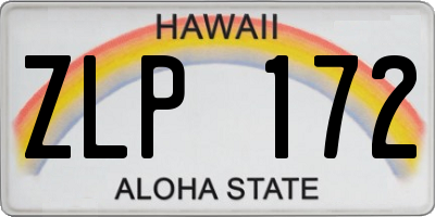 HI license plate ZLP172