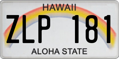 HI license plate ZLP181