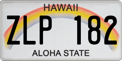 HI license plate ZLP182