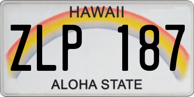 HI license plate ZLP187