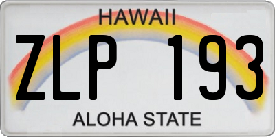 HI license plate ZLP193