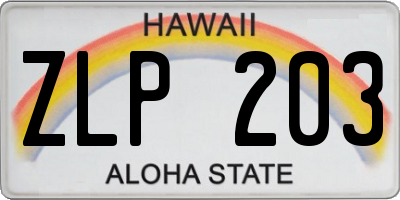 HI license plate ZLP203