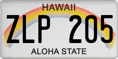 HI license plate ZLP205