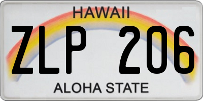 HI license plate ZLP206