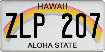 HI license plate ZLP207