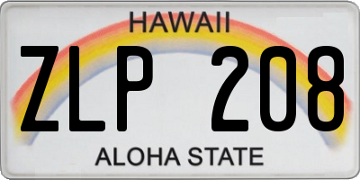 HI license plate ZLP208