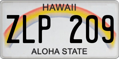 HI license plate ZLP209