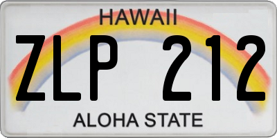 HI license plate ZLP212