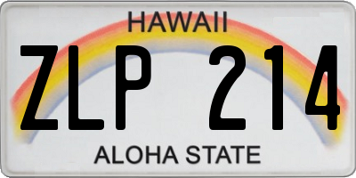 HI license plate ZLP214