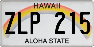 HI license plate ZLP215