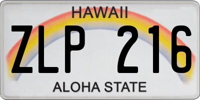 HI license plate ZLP216