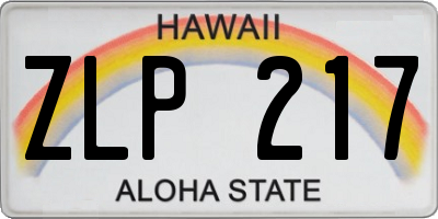 HI license plate ZLP217