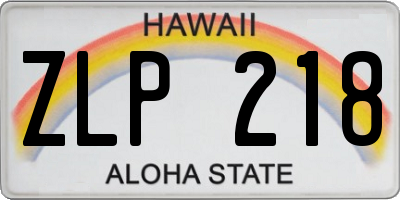 HI license plate ZLP218