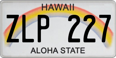 HI license plate ZLP227