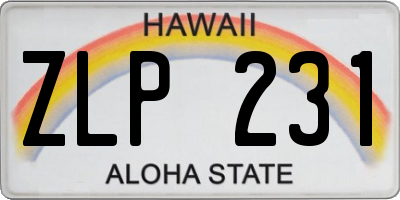 HI license plate ZLP231
