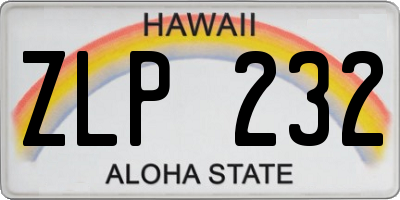 HI license plate ZLP232
