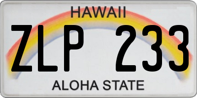 HI license plate ZLP233