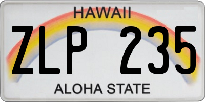 HI license plate ZLP235
