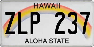 HI license plate ZLP237