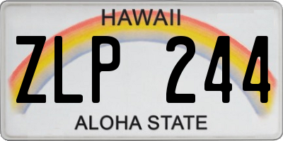 HI license plate ZLP244