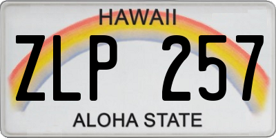 HI license plate ZLP257