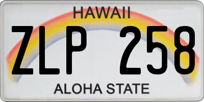 HI license plate ZLP258