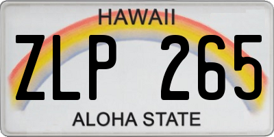 HI license plate ZLP265