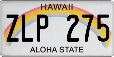 HI license plate ZLP275