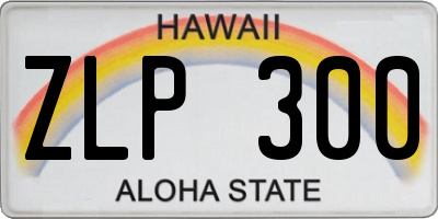 HI license plate ZLP300