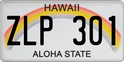 HI license plate ZLP301