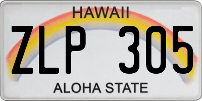 HI license plate ZLP305