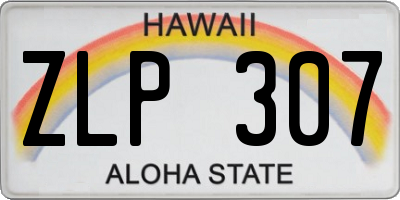 HI license plate ZLP307