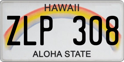 HI license plate ZLP308
