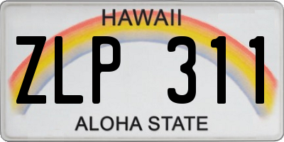 HI license plate ZLP311