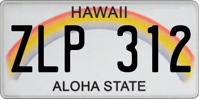 HI license plate ZLP312