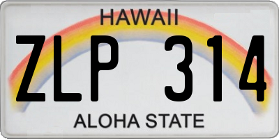 HI license plate ZLP314