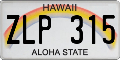 HI license plate ZLP315
