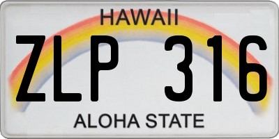 HI license plate ZLP316