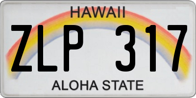 HI license plate ZLP317