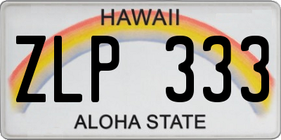 HI license plate ZLP333