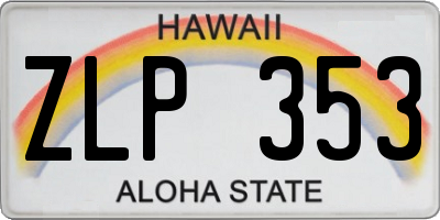 HI license plate ZLP353