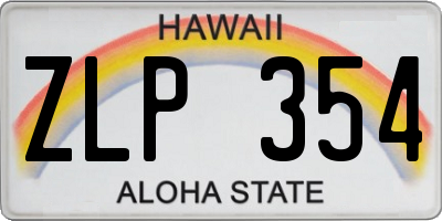 HI license plate ZLP354