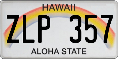 HI license plate ZLP357