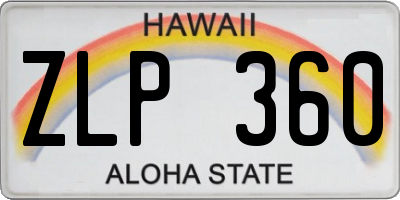 HI license plate ZLP360