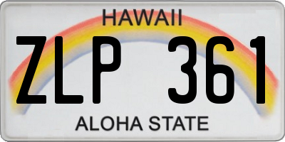 HI license plate ZLP361